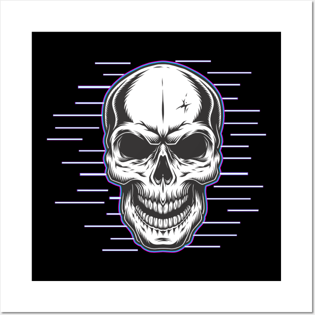Glitch Skull Wall Art by Indiecate